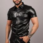 Mr. Riegillio Black Vegan Leather Shirt