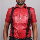 Mr. Riegillio Black Leather Suspenders - Hooks