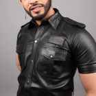 Mr. Riegillio Black Leather Shirt - Velcro Patch 2.0