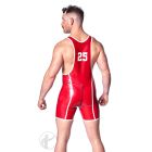 Invincible Rubber Rubber Team Trial Wrestling Singlet - Metallic Red/White