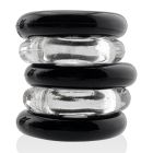 Oxballs JACKER 5-STACK five-pack tube super-strong cockrings CLEAR/BLACK