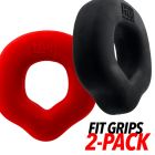 Oxballs FIT GRIPS 2-pack ergo-fit cockrings BLACK/RED