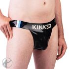 Invincible Rubber  x KINK3D Three Panel Jockstrap Chastity Stripes - Black/Black