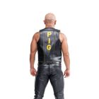 Mister B PIG Leather Muscle Vest | Black & Yellow