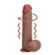 RealRock Vibrating and Rotating Straight Cock with Balls - 8" - Tan