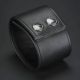 Mr.S Leather Wide Leather Wristband | Black