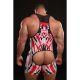 Strapp Metal Union Punk Half Nelson Wrestle Suit | Red, Black & White