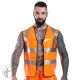 Invincible Rubber Rubber Hi Vis Vest | Vibrant Orange/Metallic Silver