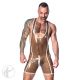 Invincible Rubber Rubber Coach Wrestling Singlet - Semi Trans Grey/White