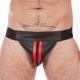 Titus Leather Zip Jockstrap - Black / Red