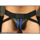 Mr S Leather NEOPRENE Double Stripe Jock - Blue