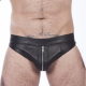 Titus Leather Zipper Jockstrap with Double Stripes | Black
