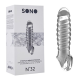 SONO: No.32 Stretchy Ribbed Penis Extension Sheath with Cocksling | Clear