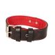 RED TRIM BLACK LEATHER COLLAR W/ D RING