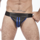Titus Leather Zip Jockstrap - Black / Blue