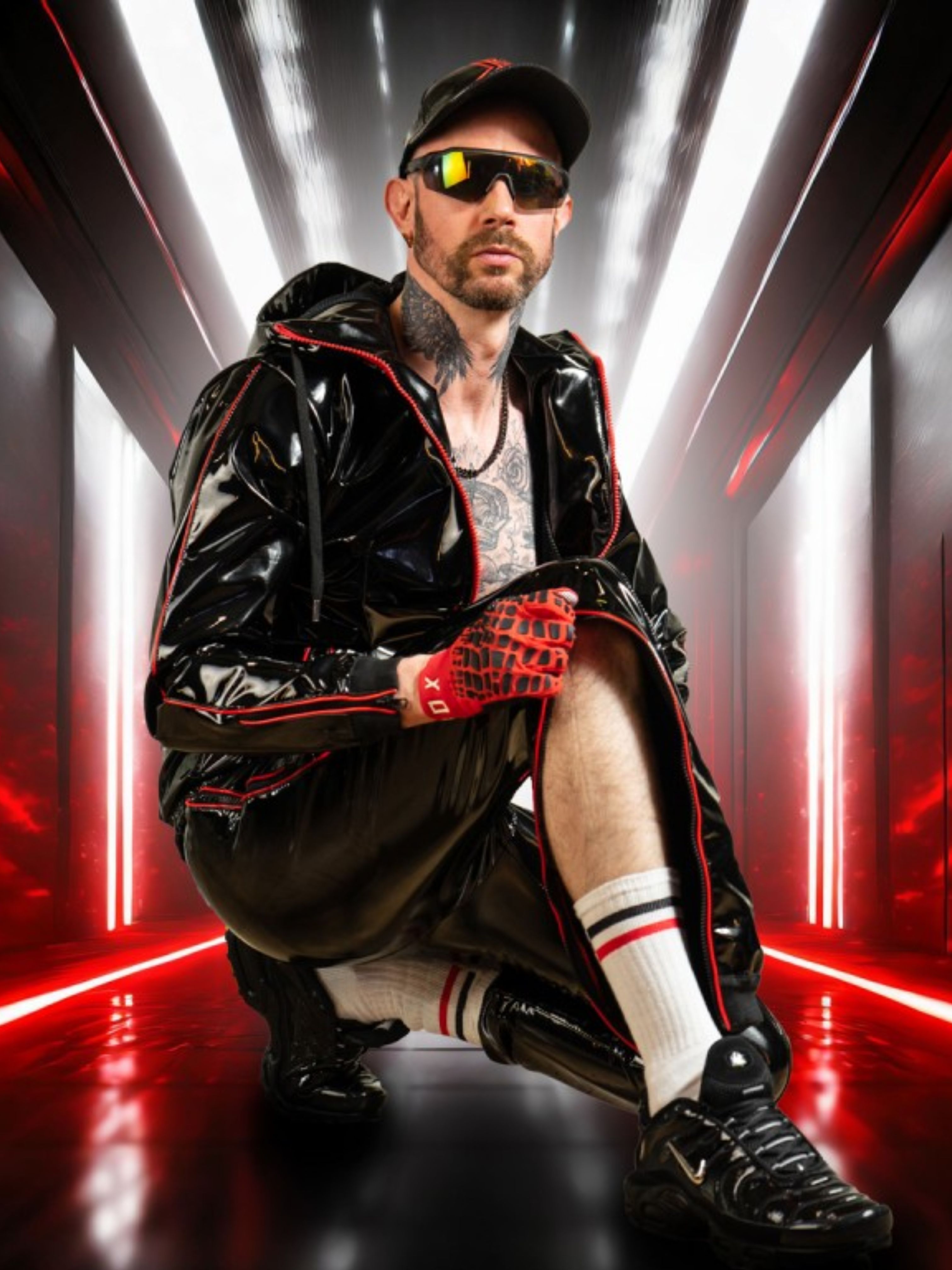 Scally sportswear - trackies, cap and jockstrap from Clonezone for the Fetish Week London Sports Cruise